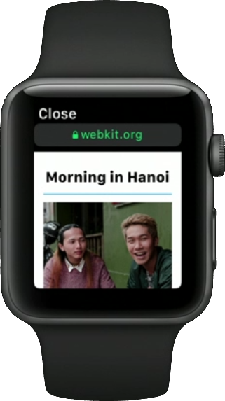 Apple Watch exibindo uma página web em seu navegador